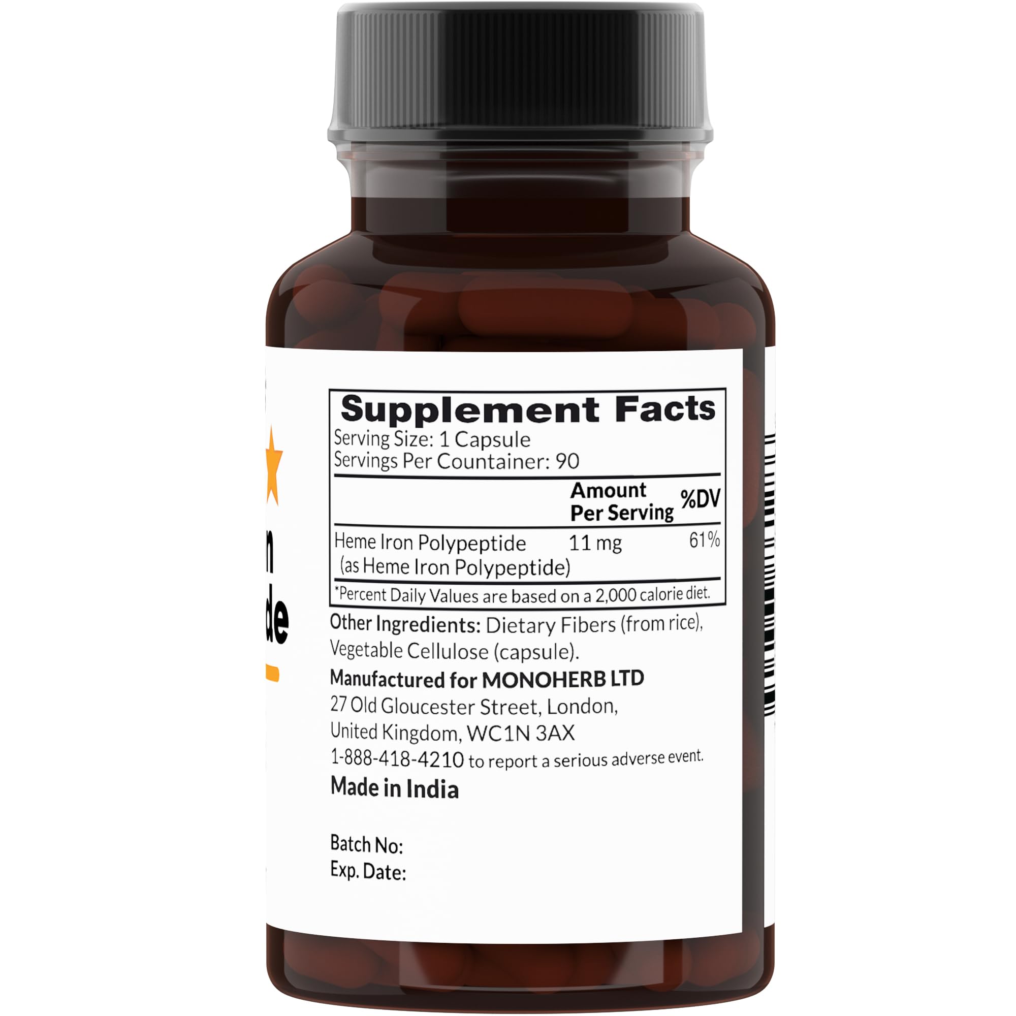 MONOHERB Heme Iron Polypeptide capsules—easy-to-swallow iron support for everyday wellness