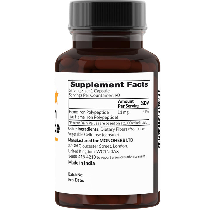 MONOHERB Heme Iron Polypeptide capsules—easy-to-swallow iron support for everyday wellness