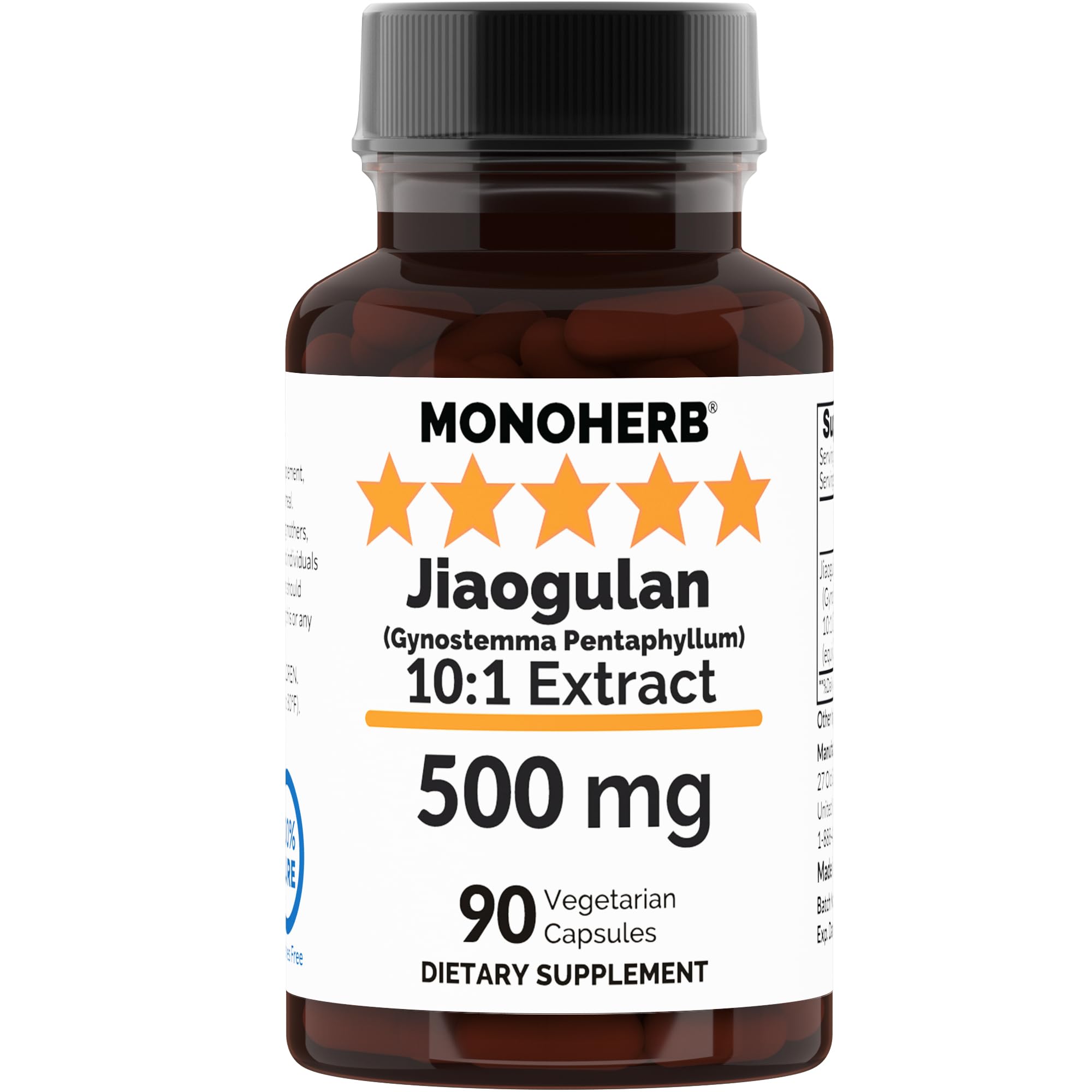 MONOHERB Jiaogulan extract bottle and capsules for daily vitality