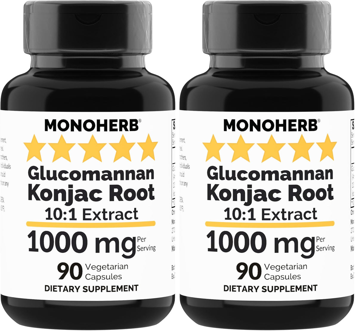 MONOHERB konjac glucomannan bottle 2-pack with easy-to-swallow capsules for daily fiber support.