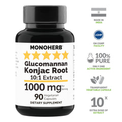 MONOHERB konjac glucomannan label emphasizes 1,000 mg per serving.