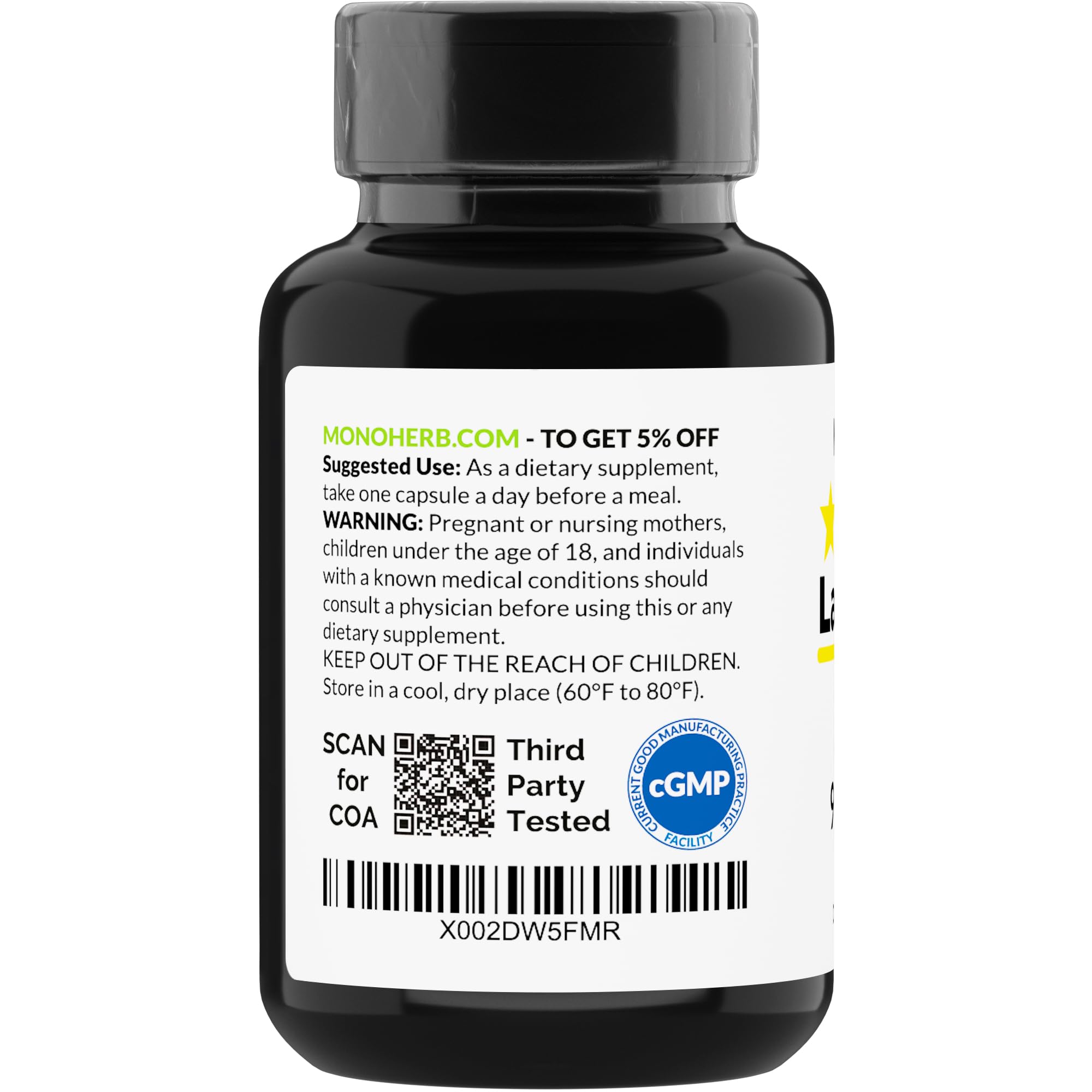 MONOHERB Lactoferrin vegetarian claim on label for allergy-conscious shoppers