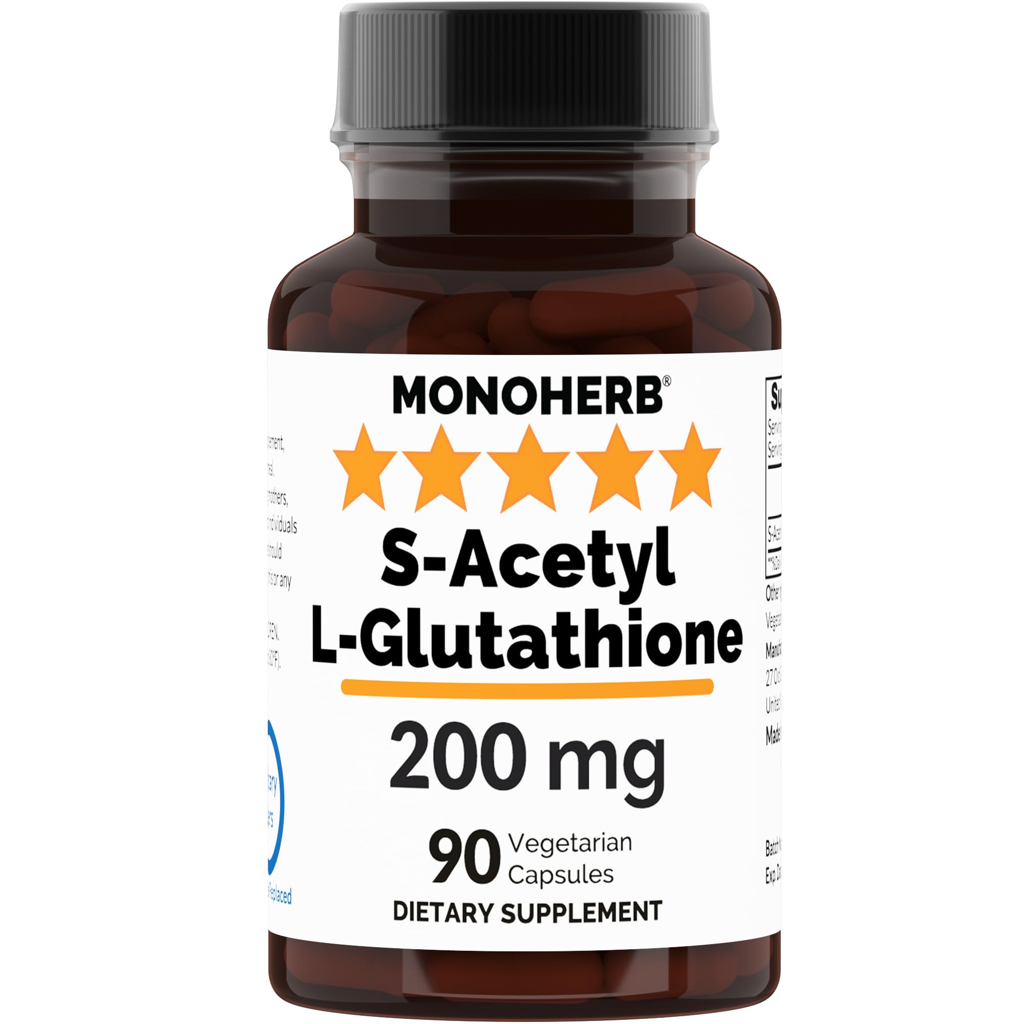 MONOHERB S-Acetyl L-Glutathione bottle showing potential antioxidant support for daily wellness