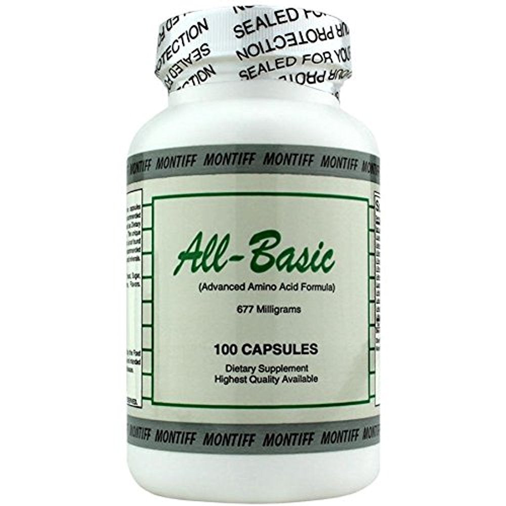 Montiff All-Basic 677 mg capsules, daily amino acid support for balanced nutrition.