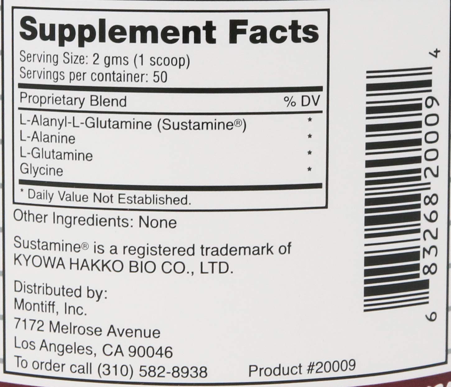 Montiff Amino Starter bottle close-up highlighting proprietary amino blend.