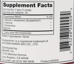 Montiff Amino Starter bottle close-up highlighting proprietary amino blend.