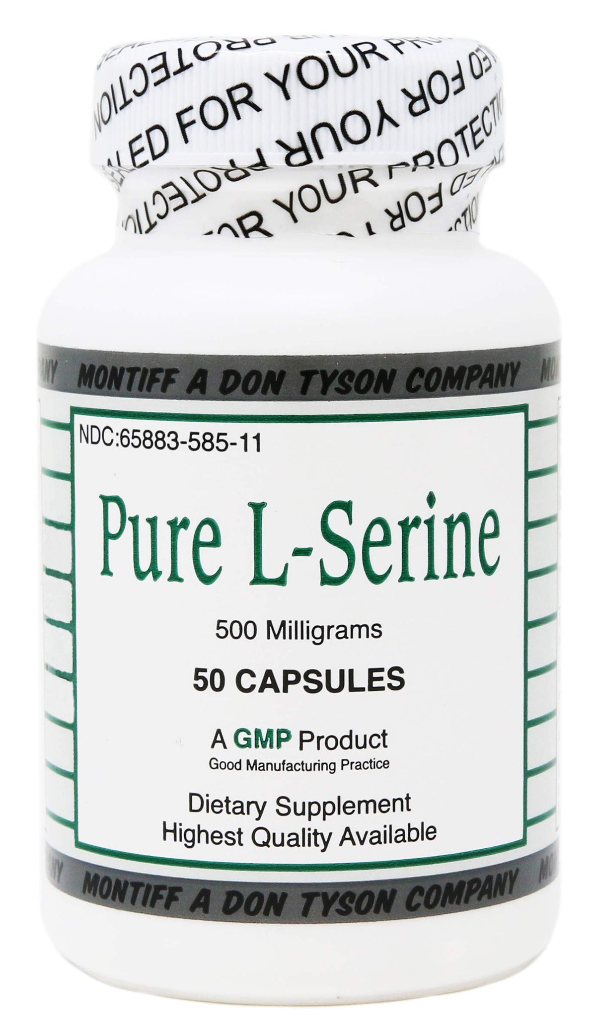 Montiff Pure L-Serine 500 mg bottle with capsules for daily use