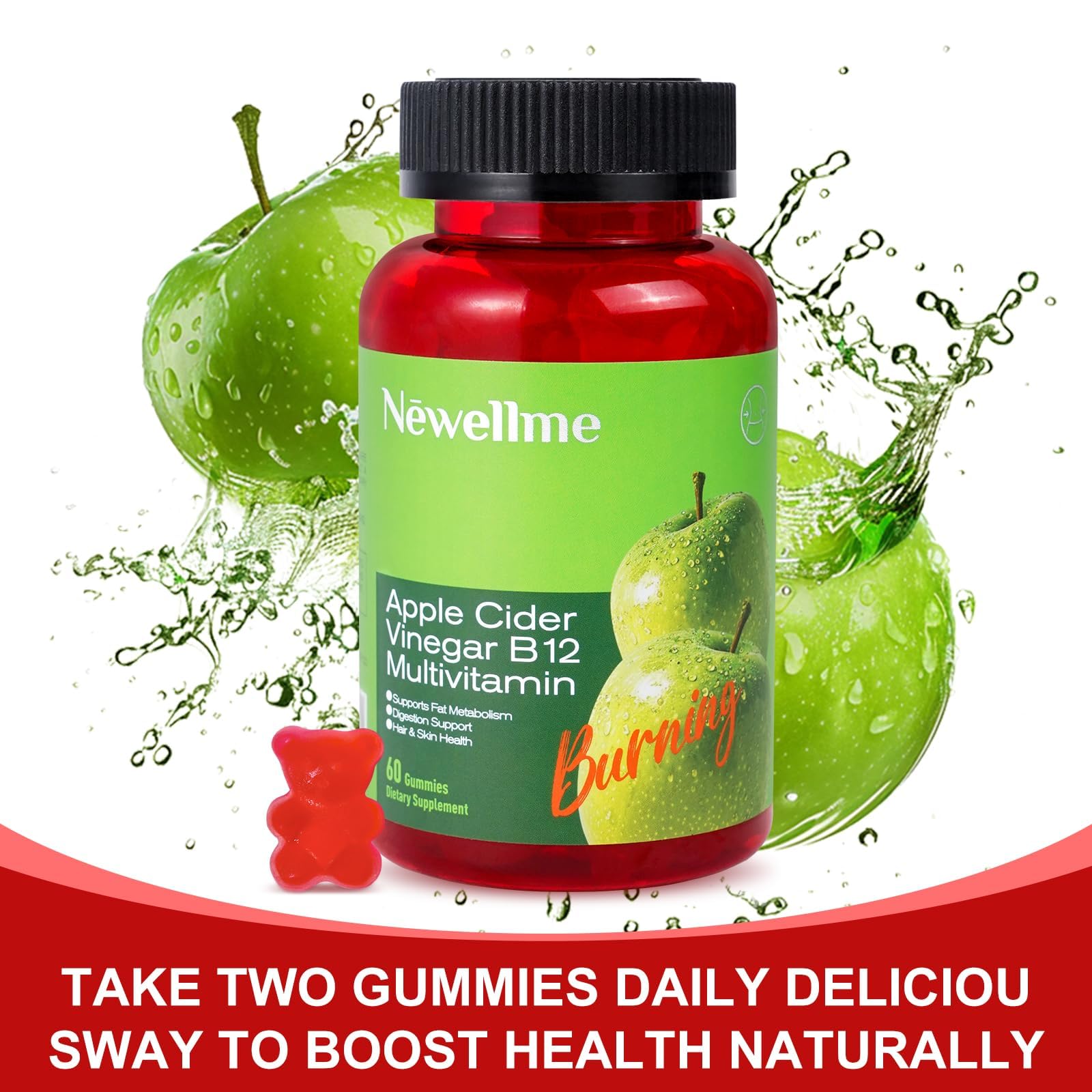 Montue Newellme bottle label featuring B12 and ingredients.