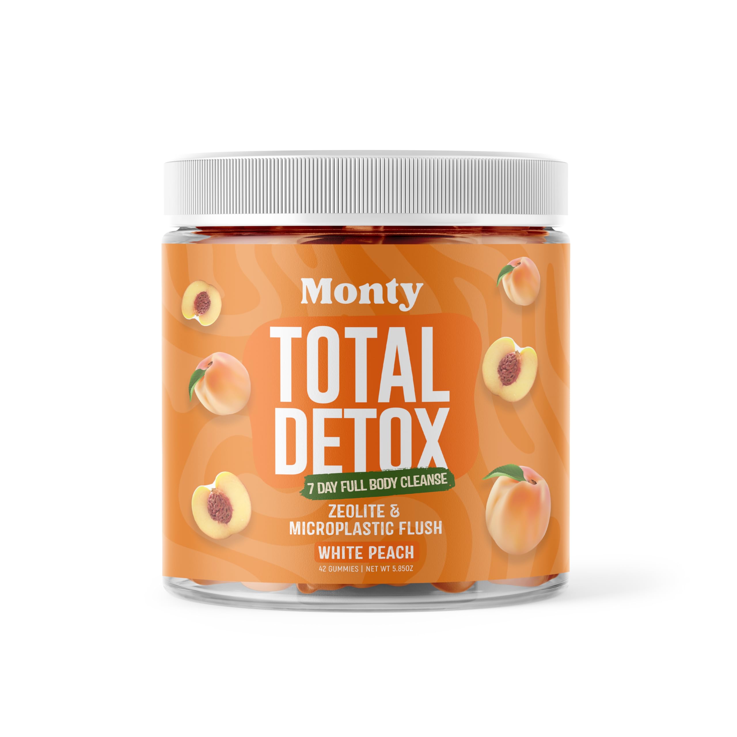 Monty Supplements Microplastic Zeolite Gummies in a front bottle for daily wellness.