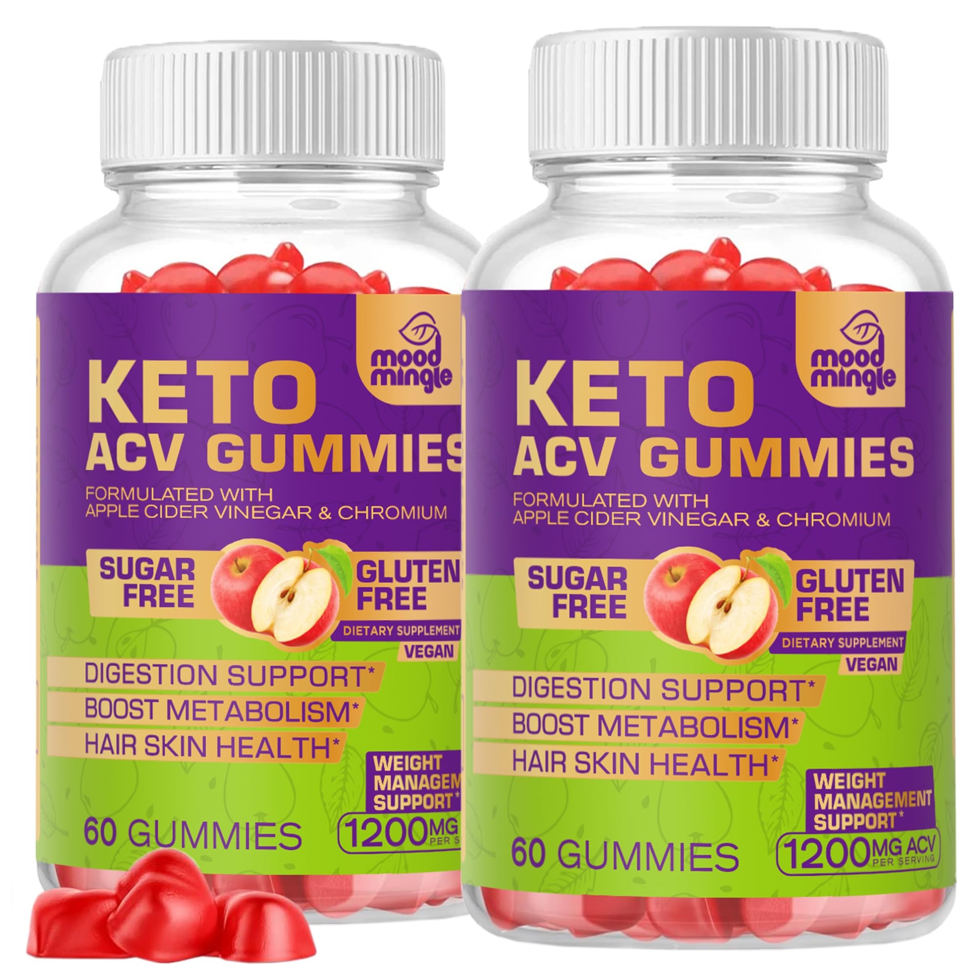 Mood Mingle Keto ACV Gummies bottle showcases convenient weight management support.