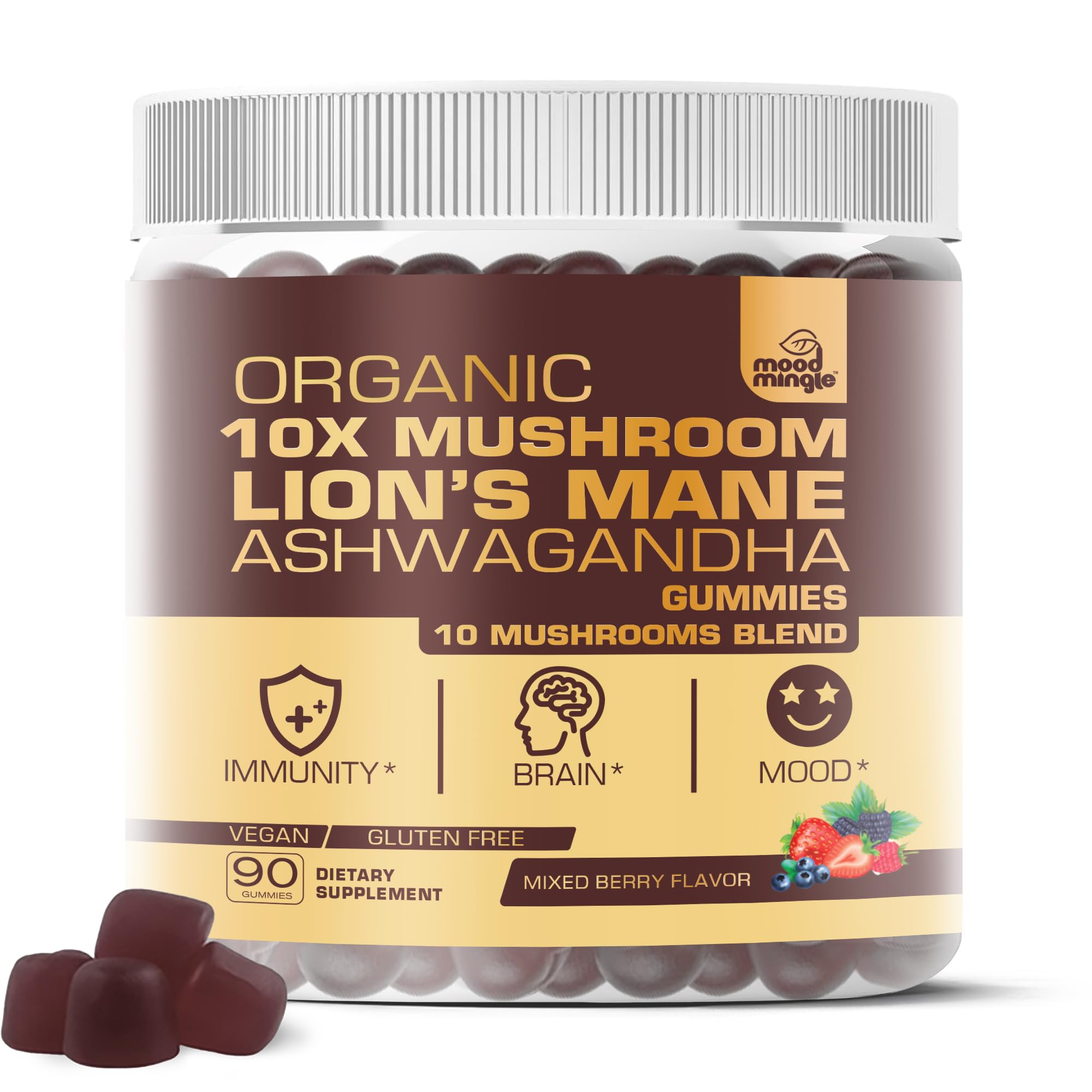 Mood Mingle Lions Mane Gummies bottle supports focus during study sessions.