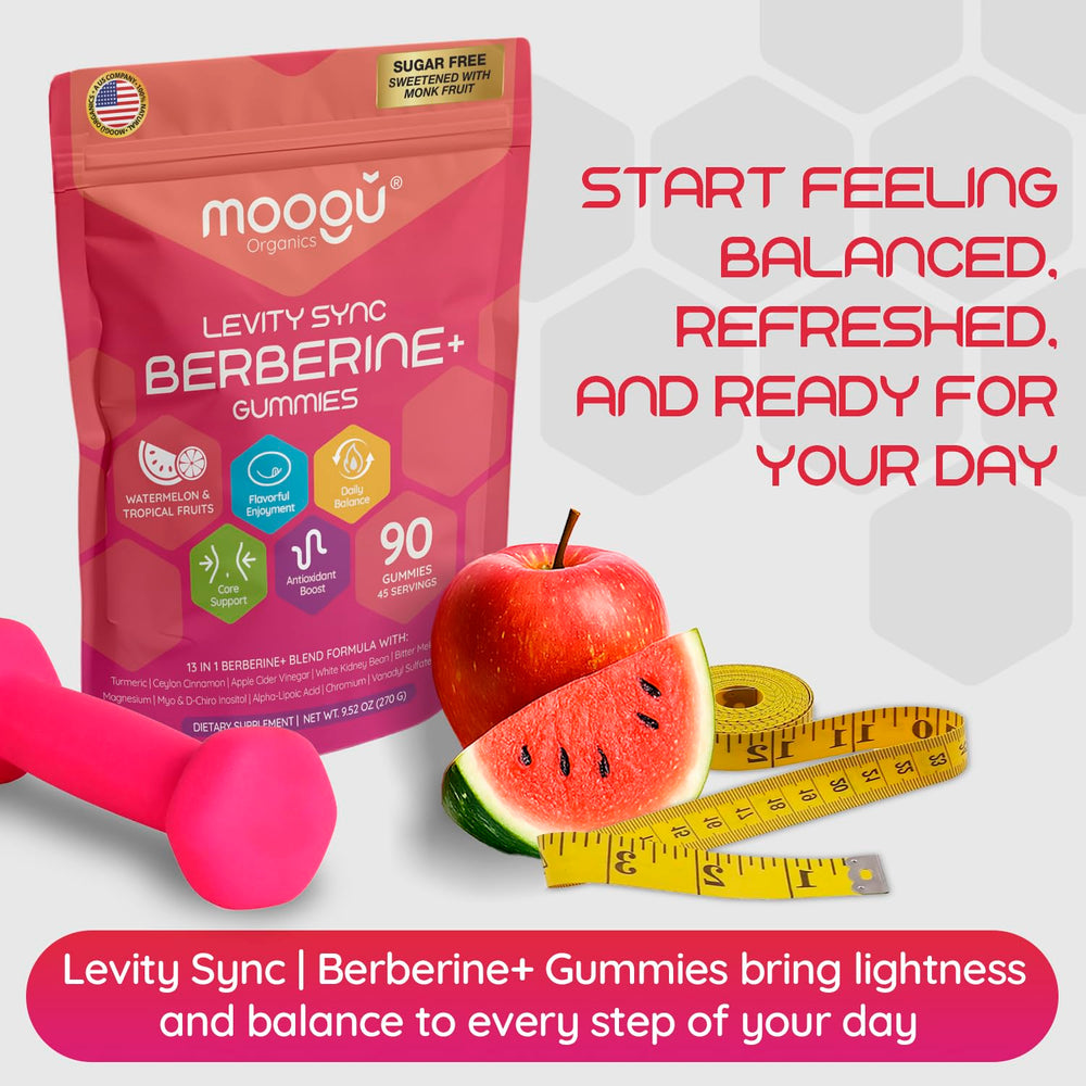 The ingredient blend of Moogu Organics Berberine Mega Formula gummies supports holistic daytime vitality.