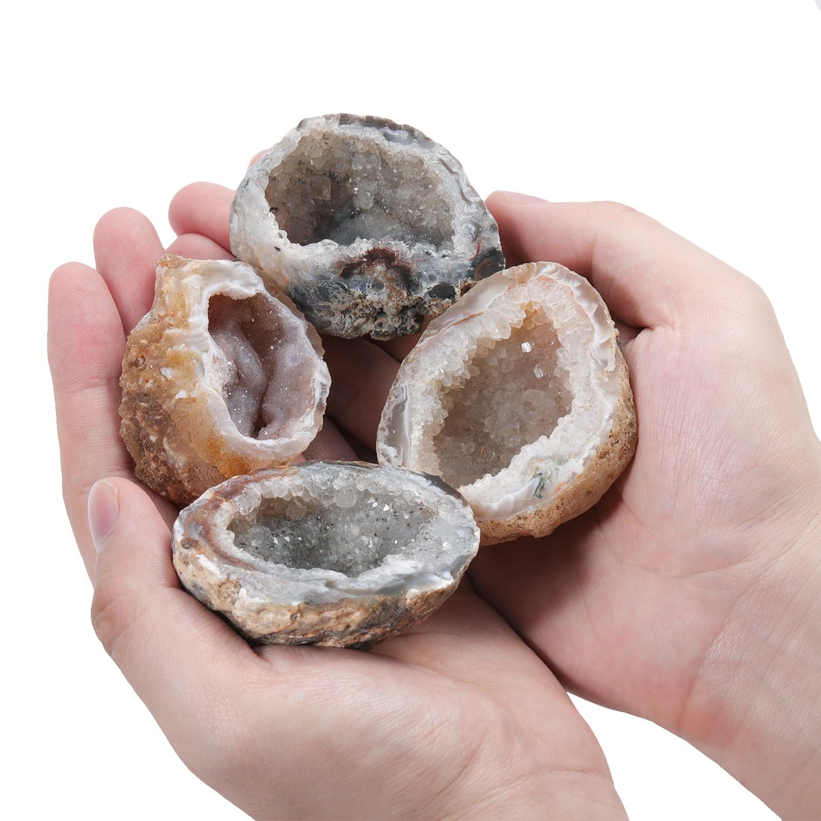 Mookaitedecor agate geode cluster showcased on office desk as a stylish paperweight