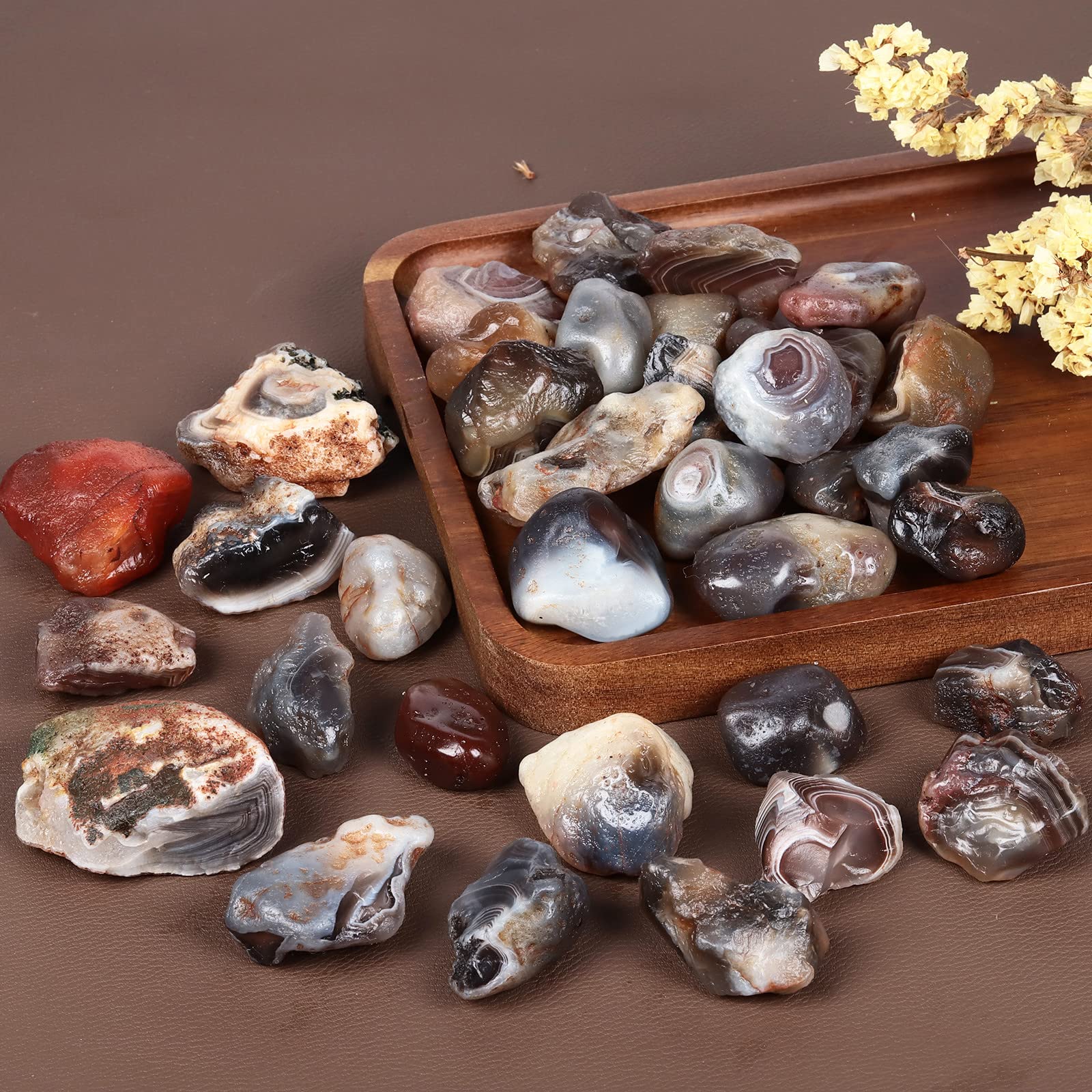 Mookaitedecor agate pendant wire wrapping with rough stones for jewelry