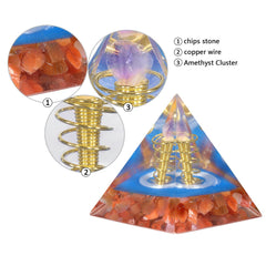 mookaitedecor amethyst-clustered pyramid close-up shows natural stones.