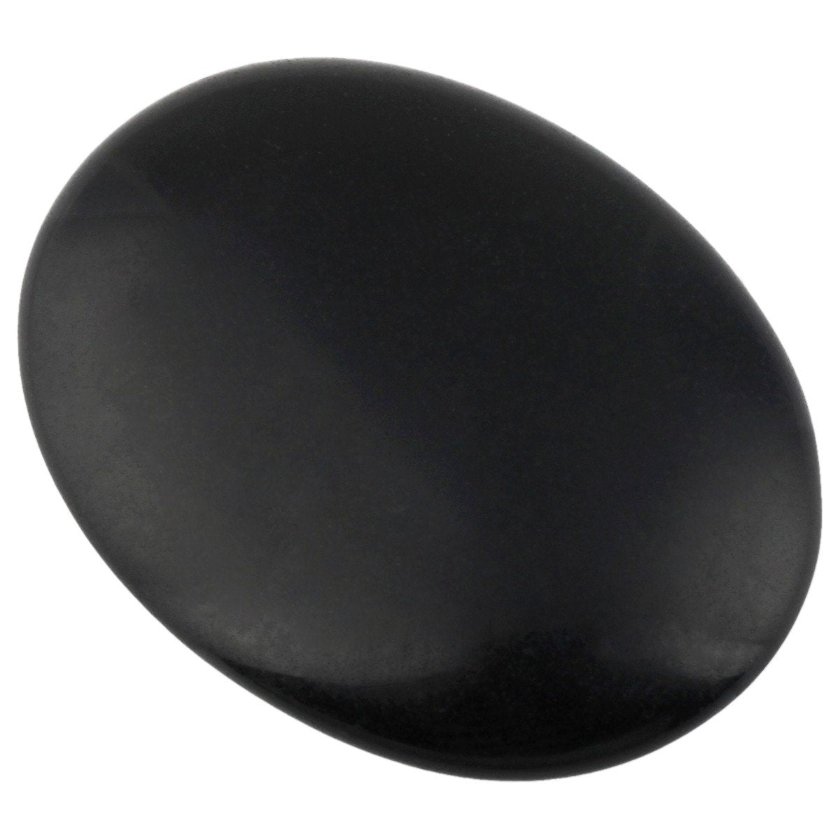 Mookaitedecor Black Obsidian palm stones used as a crystal massage tool.