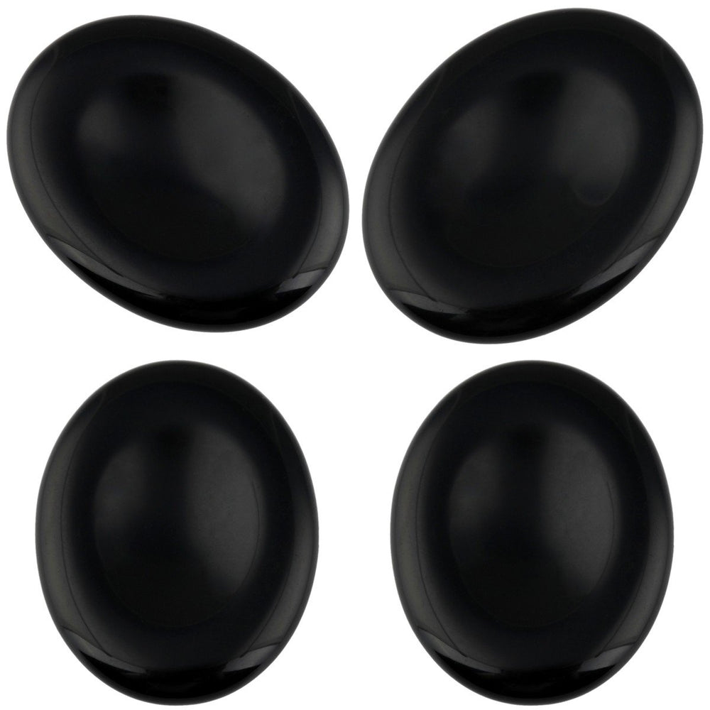 mookaitedecor black obsidian thumb worry stone in oval shape for on-the-go tension relief