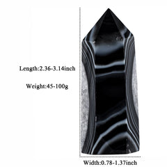 mookaitedecor black striped agate wand flat base ideal for desk or altar