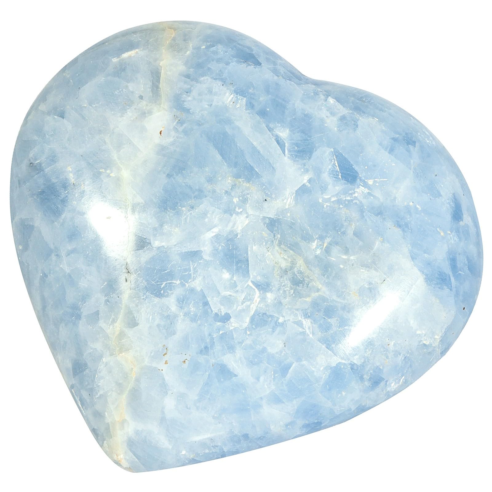Mookaitedecor blue celestite heart crystal on display for tranquil decor