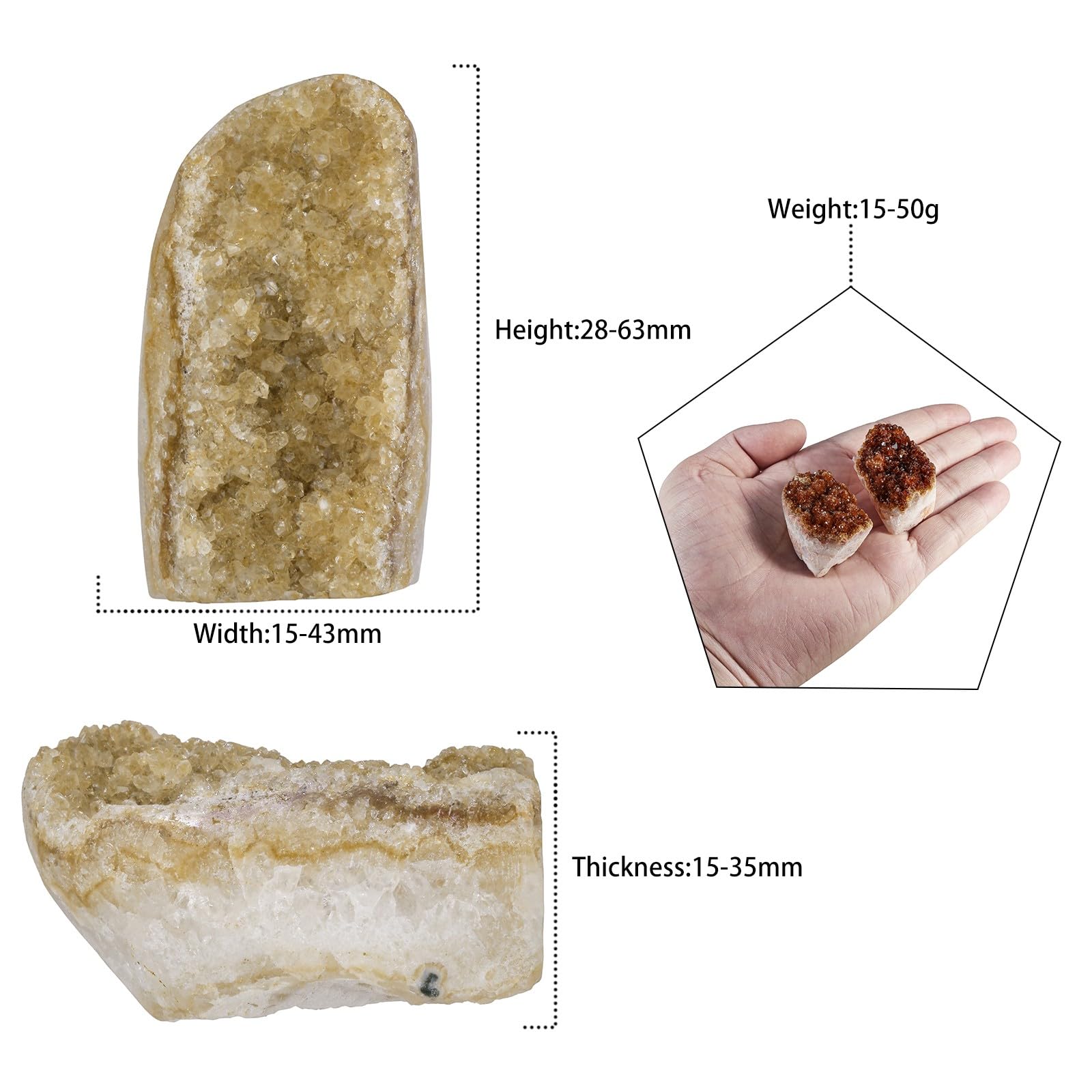 Mookaitedecor citrine geode interior view reveals vibrant crystals for display.