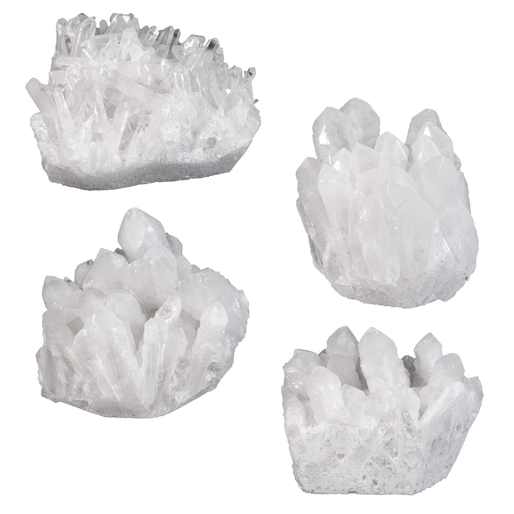 Mookaitedecor clear quartz geode ornament showcases natural artistry on an office desk.