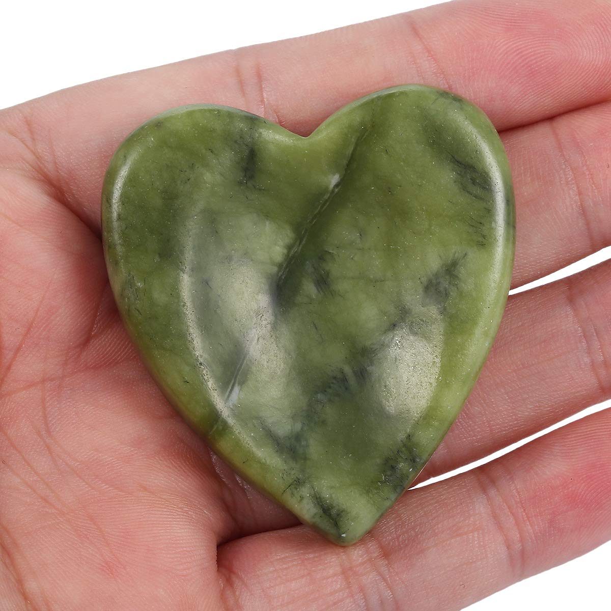 mookaitedecor green jade thumb stone close-up, smooth surface for relaxation