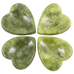 mookaitedecor green jade thumb worry stone set of four, heart shapes, for calm focus
