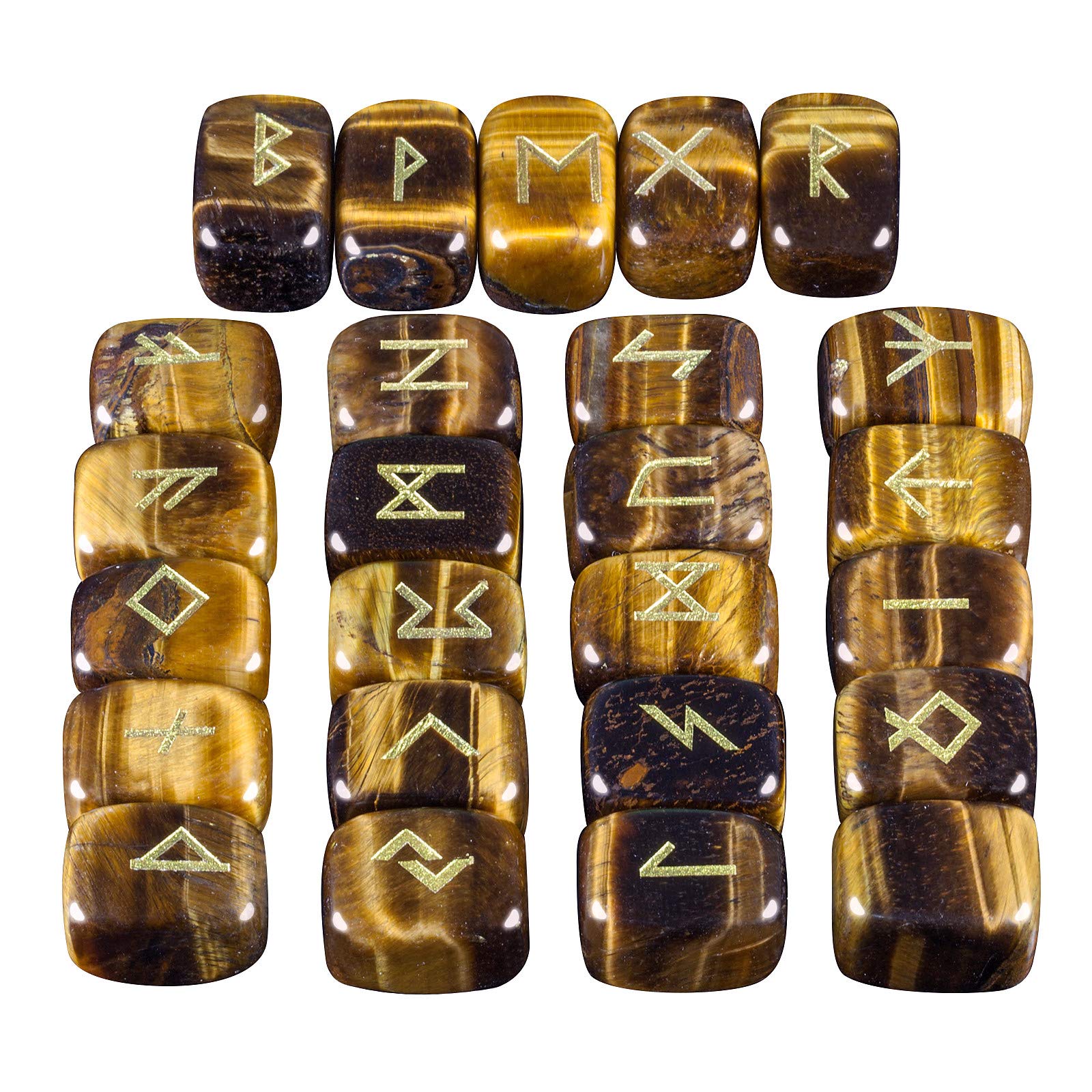 Mookaitedecor Hand-Carved Elder Futhark Runes Close-Up for learning.