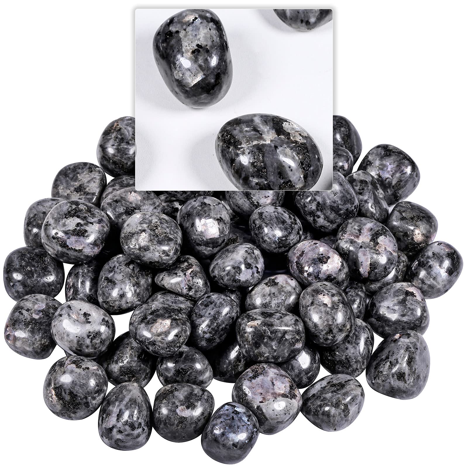 Mookaitedecor Labradorite tumbled stones for chakra balancing and decor.