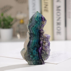mookaitedecor natural fluorite variegated slabs display vivid hues and energize the surrounding ambiance.