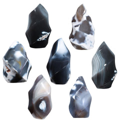 mookaitedecor Orca Agate Flame Tower, base detail shows stable, grounded design.