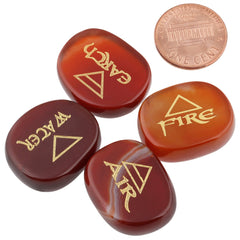 Mookaitedecor palm stone set of four with velvet bag for easy storage