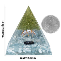 Mookaitedecor Pyramid with Aquamarine stones promotes calming ambiance.