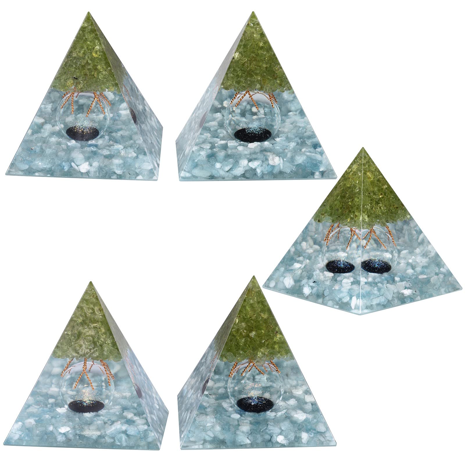 Copper wire detail adds artisanal charm to the handcrafted pyramid.