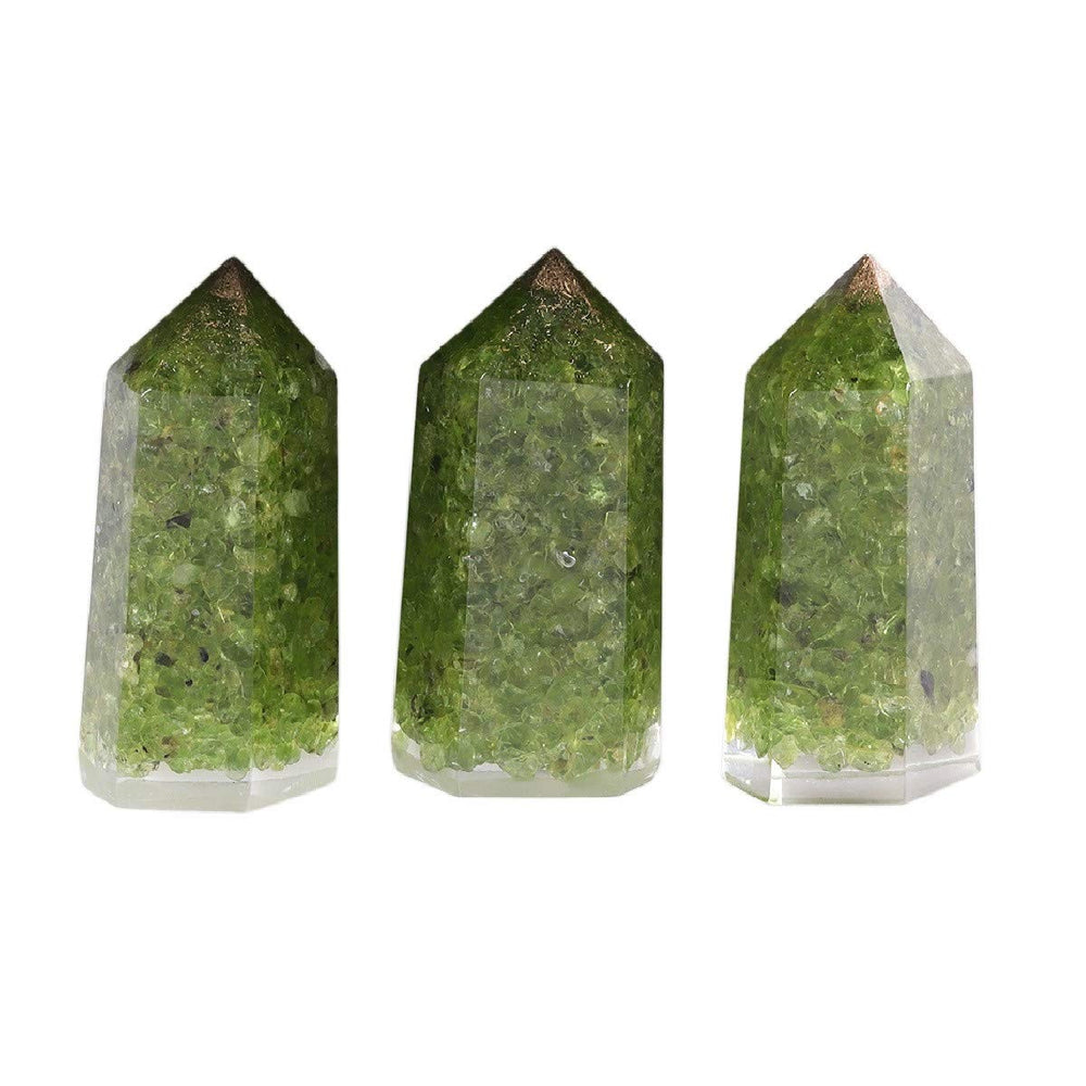 Mookaitedecor peridot wand, 6-facet 2-inch, grounding during meditation.