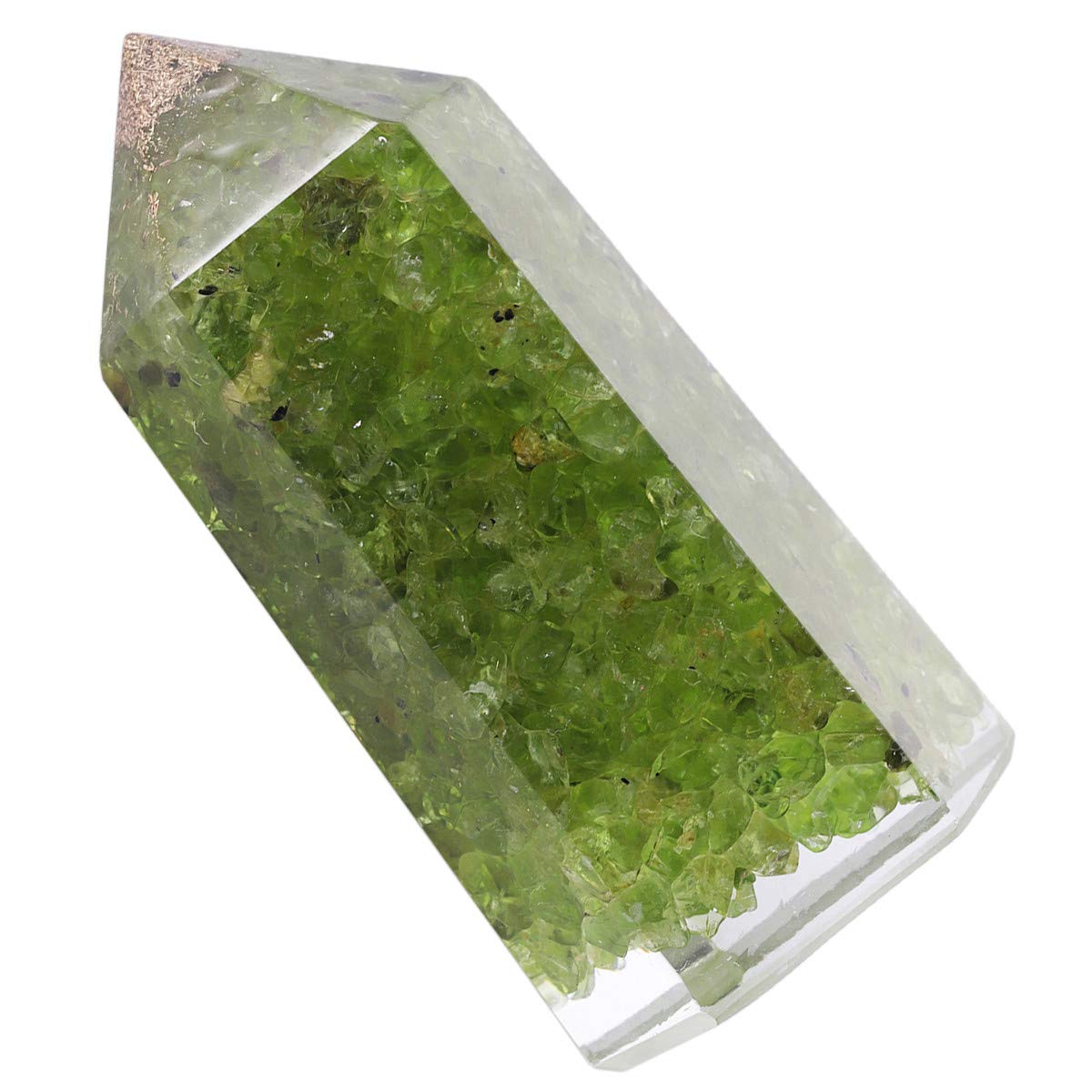 Mookaitedecor peridot wand used in Reiki and meditation sessions.
