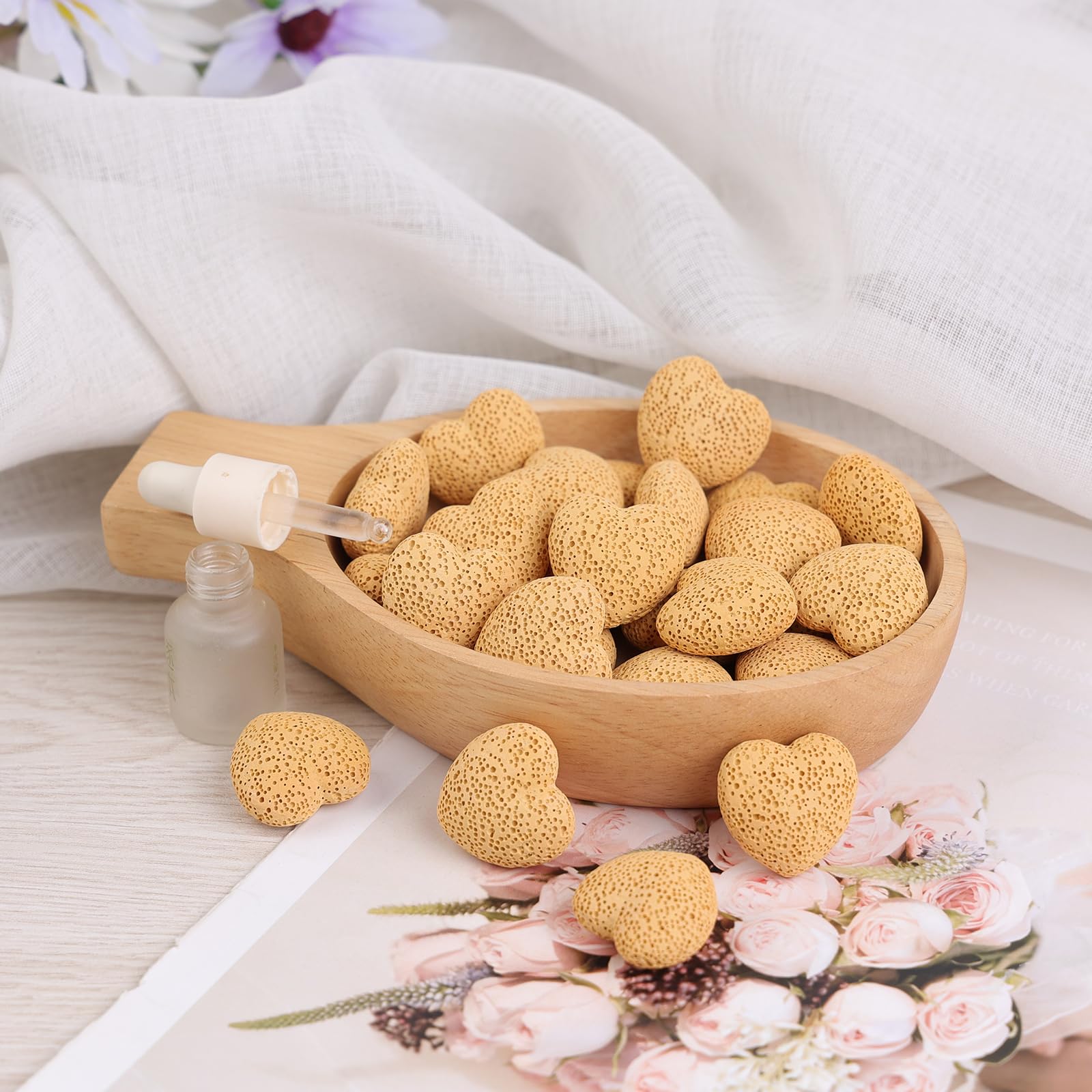 Mookaitedecor puffed heart stones arranged for meditation and chakra work.