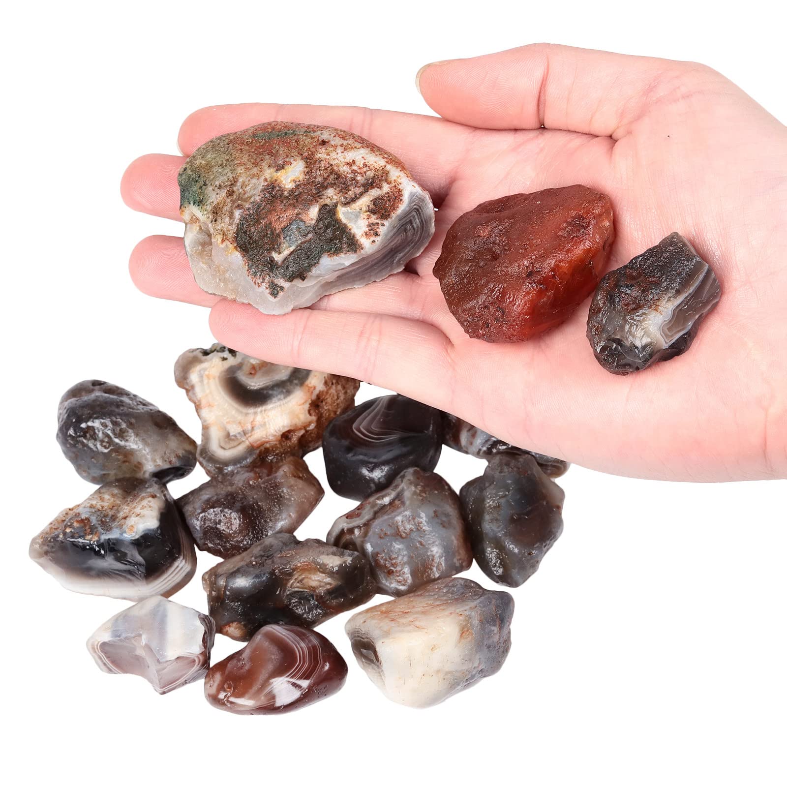 Mookaitedecor raw agate stones close-up for crafts and pendants