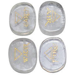 mookaitedecor rock quartz palm stone with engraved triangle symbols for Reiki and meditation