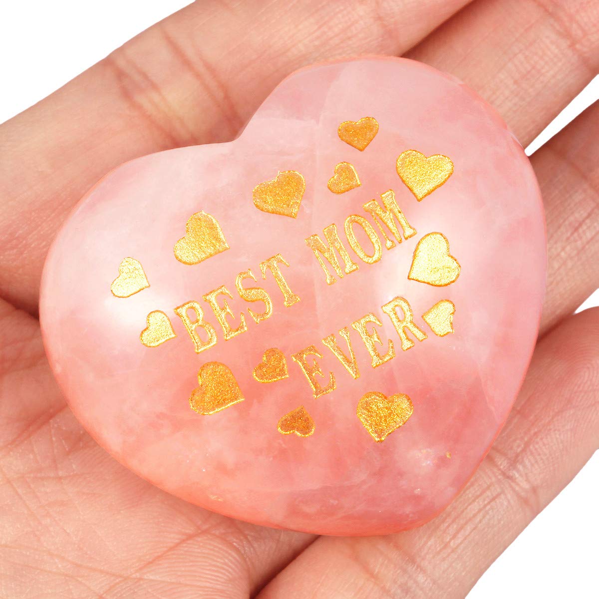 Mookaitedecor rose quartz heart closeup shows natural pink hues and polished shine.