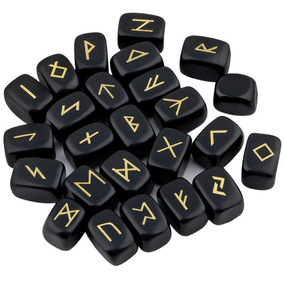 Mookaitedecor rune stones in velvet pouch ready as a gift.