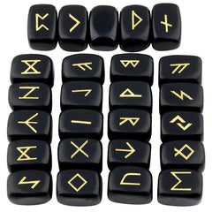 Mookaitedecor rune stones with engraved Elder Futhark for focused meditation.