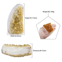 mookaitedecor self-standing citrine geode upright display for shelves