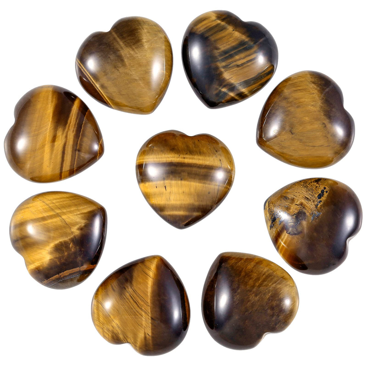 mookaitedecor tiger's eye heart stone top view for meditation and calm energy