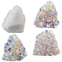 mookaitedecor white AB geode shimmer on a modern office shelf