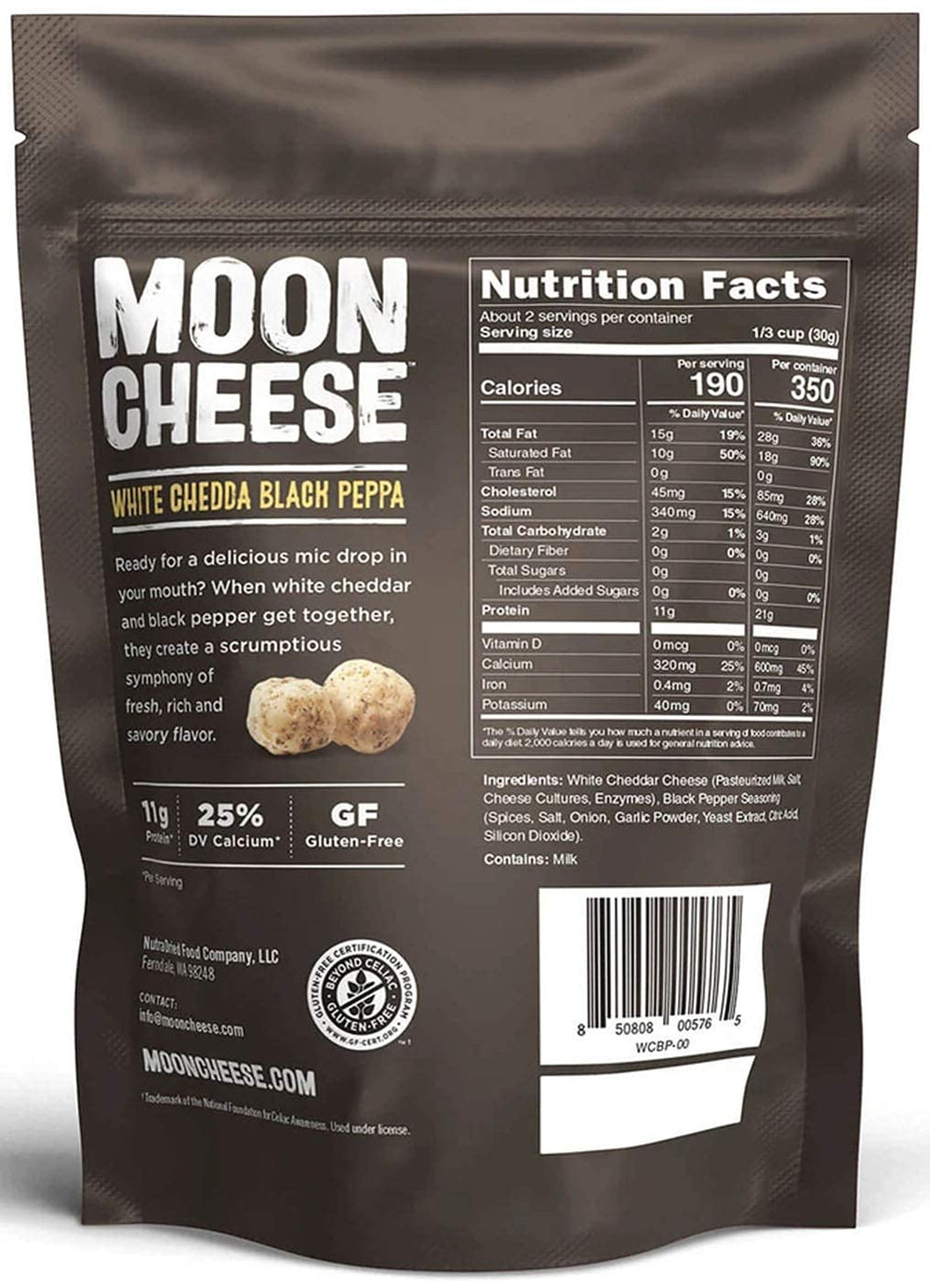Moon Cheese Bites Crunchy texture close-up showcases savory cheddar and pepper bite.