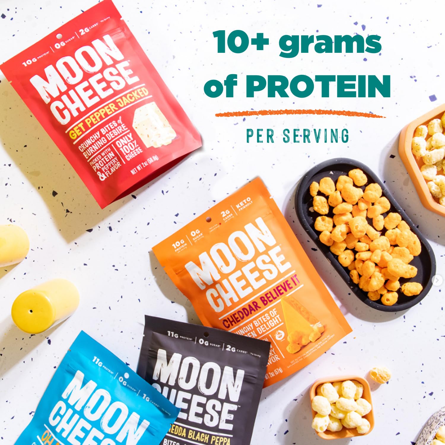 Moon Cheese Bites Lunchbox-friendly snack with satisfying protein boost.