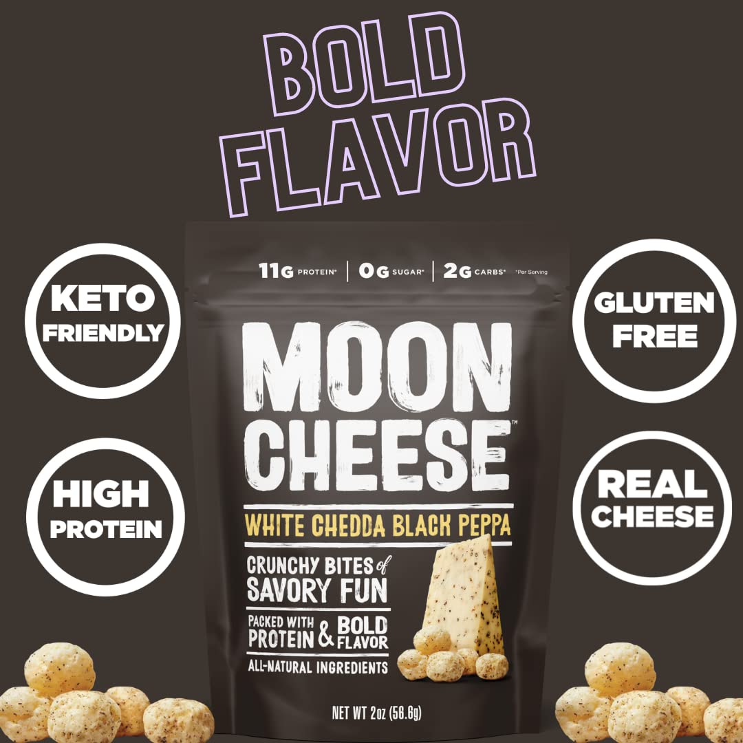 Moon Cheese Bites Three-Pack Display emphasizes value and portable protein for lunches.