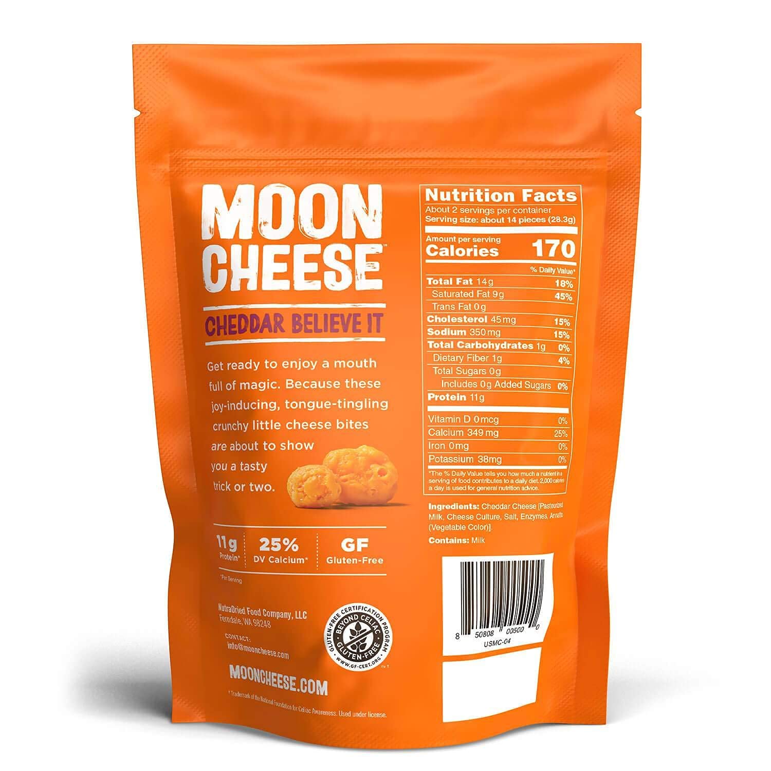 Moon Cheese cheddar bites close-up highlighting crunchy texture and cheddar flavor