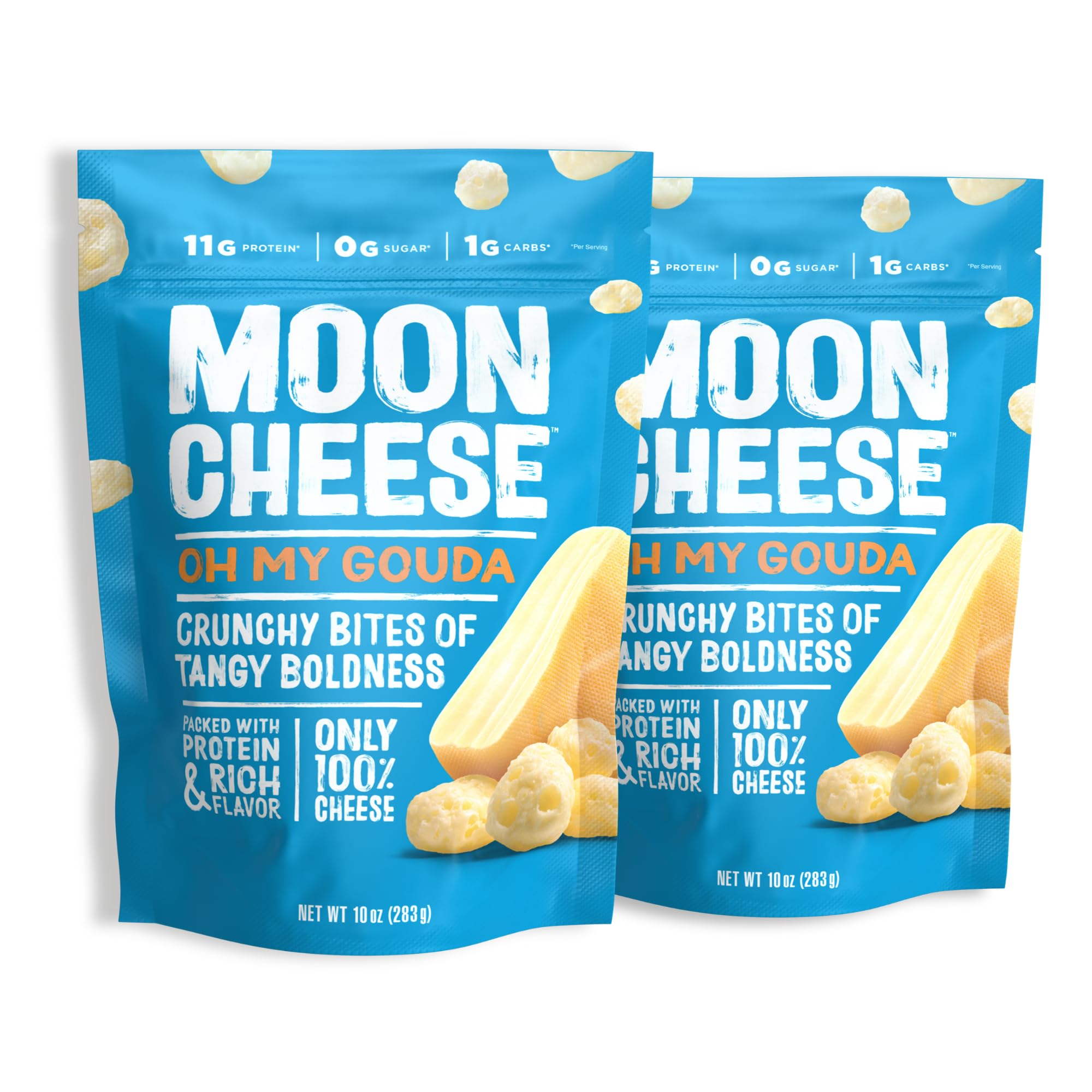 Moon Cheese Oh My Gouda bites—crunchy snack texture for a protein-rich option.